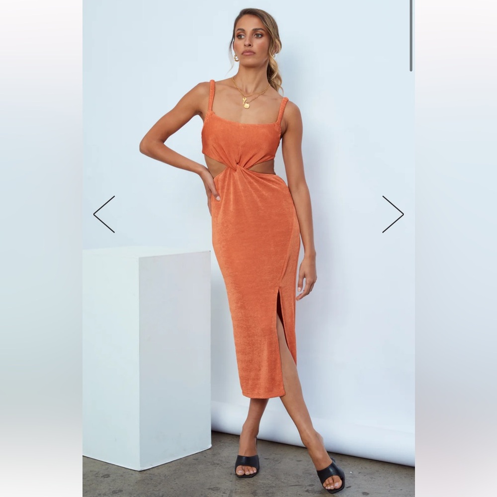 Hello Molly Orange Midi Dress